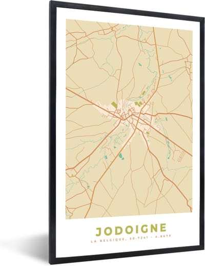 Fotolijst incl. Poster - Stadskaart - Plattegrond - België - Kaart - Jodoigne - 40x60 cm - Posterlijst