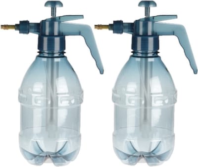 Set van 2x stuks kunststof drukspuiten/plantensproeiers blauw 1,5 L - Waterverstuivers