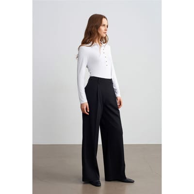 Vrouwen Hoge Taille Wijde Pijpen Crêpe Broek
