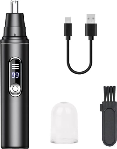 Neushaartrimmer Oplaadbaar - Elektrische Neus- en Oorhaartrimmer - Pijnloze Trimmen met LED-Licht - USB-C - RVS Mesjes - Voor Mannen en Vrouwen