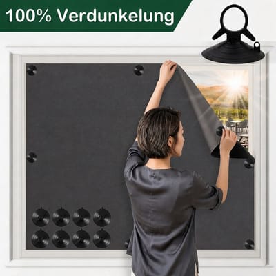 MUPOO Verduisterende Gordijnen met Zuignappen – verduisteringsgordijn zuignappen Op Maat te Knippen– Draagbaar Verduisteringsdoek– Zonder Boren & Incl. Opbergtas- blackout gordijnen voor Slaapkamer, Babykamer & Balkondeur – 140x167 cm-1 stuk