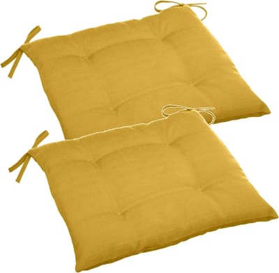 Hesperide tuinstoelkussen - 2x - geel - uv-bestendig - 40 x 4 cm - water en uv-bestendig