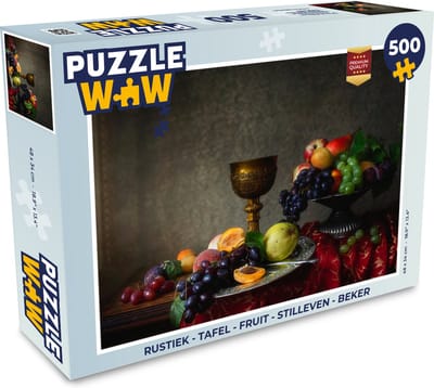 Puzzel Rustiek - Tafel - Fruit - Stilleven - Beker - Legpuzzel - Puzzel 500 stukjes