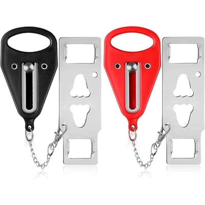 Veiligheidsdeurslot Blokker Draagbaar Ponsvrij Metalen Stuk Lockdown Slot voor Thuis en Reizen Rood Small Hole rood