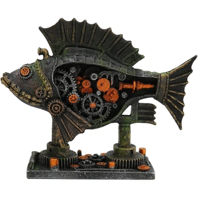Aquareumdecoraties Innovatieve Robotvis Aquascaping Hars Aquarium Ornament voor Aquarium black