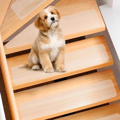 Spurtar Stair Treads Stair Treads 15 Pieces Stair Treads Non-Slip Transparent Indoor Diamond for Wooden Steps, Non-Slip, Non-Slip Diamond Strips 15 x 80 cm