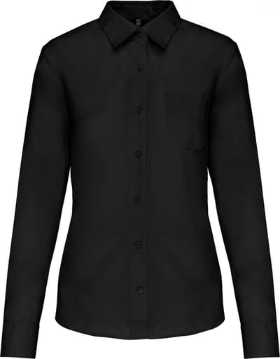 Kariban Overhemd in onderhoudsvriendelijk polykatoen-popeline dames K549 - Black - XS