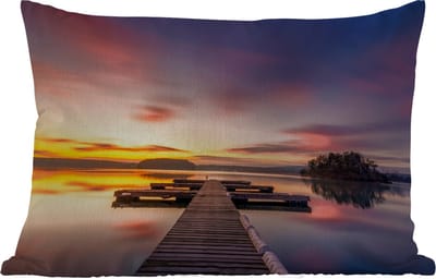 Buitenkussens - Steiger - Zonsondergang - Water - Zee - Reflectie - 60x40 cm - Weerbestendig