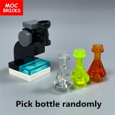 Kit MOC Stenen DOE-HET-ZELF Enkelgatmicroscoop Medisch Figuur Chemische Fles Educatieve Bouwstenen Speelgoed Kinderen Cadeaus black