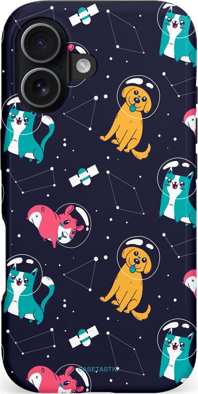 Casetastic hoesje geschikt voor Apple iPhone 17 - MagSafe - Dubbellaagse bescherming - Sterrennacht Dieren - Fashion Case - Donkerblauw