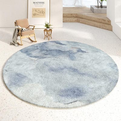 Moderne Luxe Vloerkleden voor Slaapkamer Pluizig Zacht Woonkamer Decoratie Tapijt Minimalistische Abstractie Lounge Vloerkleed Rond Pluche Vloermat 140x140CM