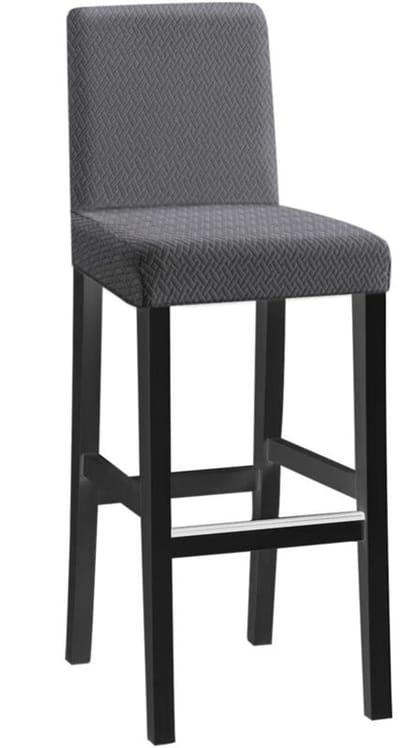 4-delige set van stoelhoezen met ruitpatroon (korte en lange rugleuning) - Donkergrijs, uit één stuk elastisch, modern en duurzaam, geschikt voor thuis, hotel, restaurant, feestzaal en keuken.