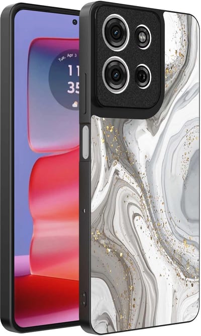 Geschikt voor Motorola Edge 50 Pro Telefoonhoesje met marmer opdruk - TPU backcover case marble design - Zilver - Smartphonica geschikt voor Motorola Edge 50 Pro