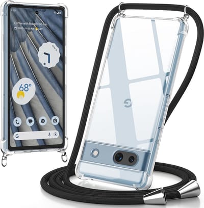 Casemania Hoesje Geschikt voor Google Pixel 7a - Transparant - Siliconen Back Cover met Koord - Telefoonhoesje met Koord - Crossbody Lanyard Cord Case