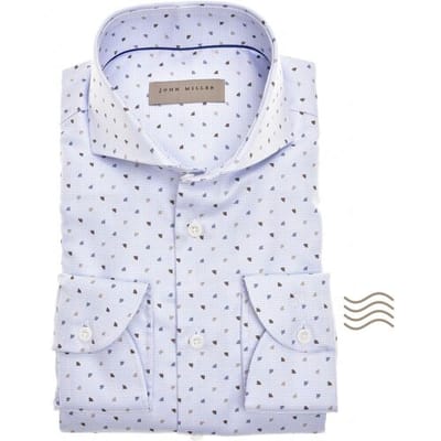 John Miller Overhemd Plain Weave Dot Tailored Fit Licht Blauw / male