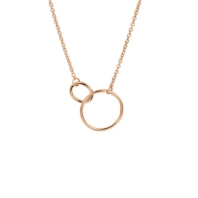 Rosegoud Vergulde Zilveren Halsketting|Anker Schakel 1.2 mm|Open Cirkels 8 & 14 mm|Verstelbaar 41+4 cm |Jonline