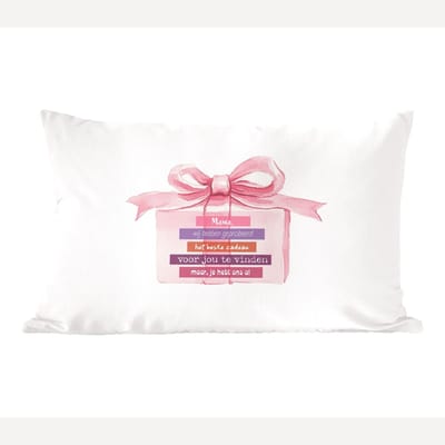 Sierkussens - Kussentjes Woonkamer - 50x30 cm - Cadeau - Strik - Tekst - Roze