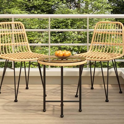 Bistro Tafel - Buiten Tafel - Terras Dineren - Gehard Glas Rotan - Ø 50 x 55 cm - Bruin