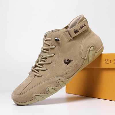 Toplaag leren dames high-top plus size damesschoenen herfst en winter enkellaarsjes schoenen met katoenen voering 48 beige