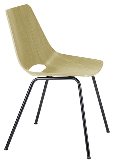 Thonet S 661 Stalen buisstoel - eiken helder gelakt - diepzwart
