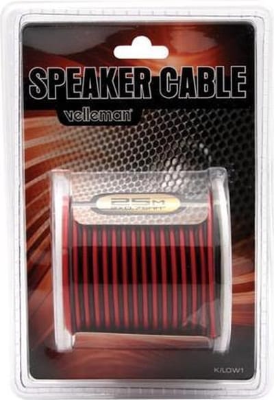 HQ-Power Luidsprekerkabel, OFC, 2 x 0.75 mm², 25 m, rood/zwart, perfect voor geluidsoverdracht