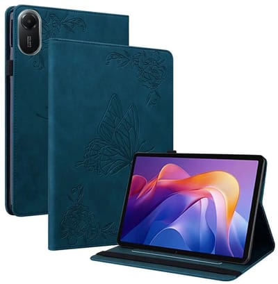 Tablet Hoes Geschikt voor Xiaomi Redmi Pad 2 | Book Case met Standaard | Kunstlederen Beschermhoes | Tri-fold | Vlinder Print Blauw