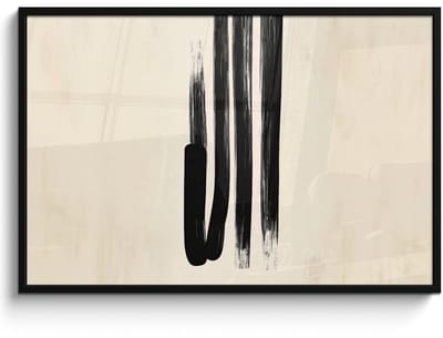 Poster in lijst - Fotolijst 120x80 cm - Posters - Penseelstreken - Verticaal - Zwart - Posterlijst zwart - Decoratie - Wanddecoratie woonkamer - Muurdecoratie slaapkamer