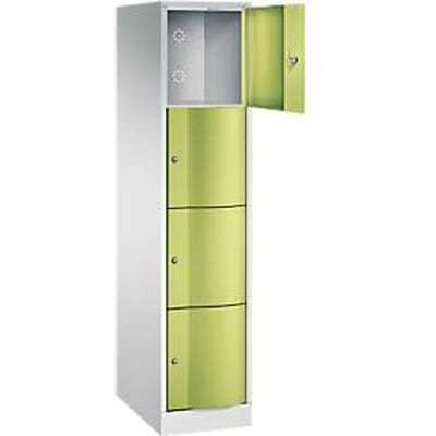 C+P Resisto lockerkast, 1 vak, 4 vakken, B 396 x D 640 x H 1950 mm, lichtgrijs