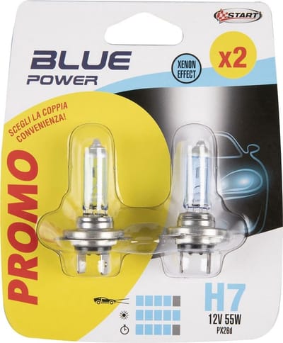 Halogeen Autolamp - Voorlamp - Wegverlichting - 12 Volt 55 Watt - 9.5 x 13.5 cm - Blauw