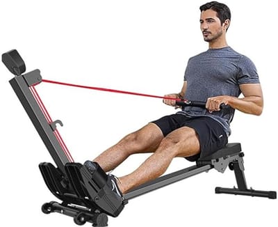 Roeitrainer Inklapbaar - Hometrainer - Roeimachine Fitness - Zwart en Rood