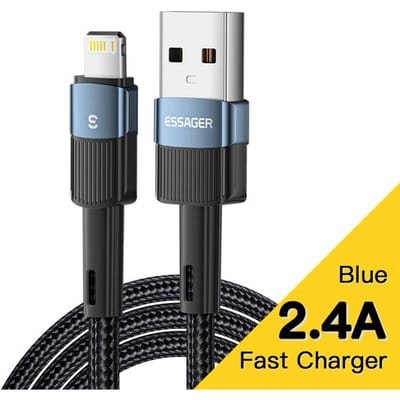 Essager USB-kabel voor iPhone 14 13 12 11 Pro Xs Max X Xr 8 7 6 Snel opladen Datalijnlader voor iPad Mobiele telefoon Draadsnoer 1m blauw