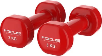 Focus Fitness - Vinyl Dumbbell - 2 x 3 kg - Rood