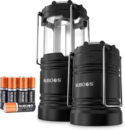 2x LED Campinglantaarn op Batterijen - COB LED Kampeerlamp - Magnetische Basis - Opvouwbare Haak - Draagbare Noodverlichting - Voor Camping, Tent, Caravan & Stroomuitval