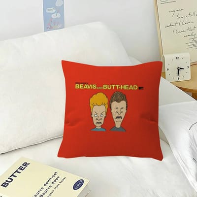 Anime Beavis et Butt-Head Housse de Coussin Taie d'Oreiller Salon Canapé Décoration de Maison Personnalisé 35x35cm