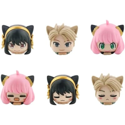 6 Pièces/1 Ensemble 6CM SPY Family Anime Anya Chat Endormi Modèle Yor Forger Jouet Crépuscule Cadeau Collection Mignon Figurine d'Action Becky Damian No box beige