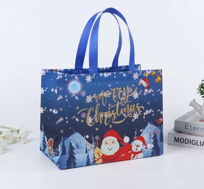 Without Lemon - Set van 6 - Kerst Cadeau Tassen - Christmas Gift bags - Non woven - Licht - Duurzaam - Herbruikbaar - Kerst - Cadeau's - 32x25x17cm - Versie: B