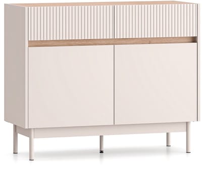 Selsey Dunea – Dressoir 2-deurs met 2 laden, Kasjmier grijs/eikenlook, 104 cm