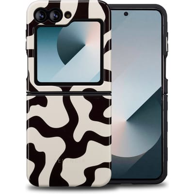 Selencia Hoesje - Geschikt voor Samsung Galaxy Z Flip 6 / Z Flip 7 FE - Backcover - Art Wave Black