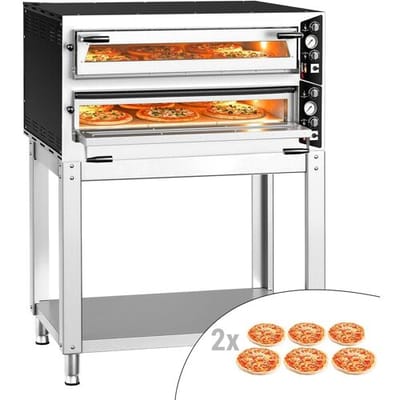 GGM Gastro Elektro Pizzaofen - 6+6x 35cm (Breit) - Manuell - inkl. Untergestell