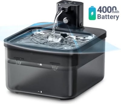 Luxe 2,5 L Automatische Roestvrijstalen Kattenfontein Draadloze Huisdier Drinken Batterij & Sensor 2 In 1 Dispenser Voor Katten Honden Drinkbak