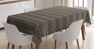 ABAKUHAUS Tafelkleed – Azteekse stam – 140x170 cm – Tan/Donkergrijs