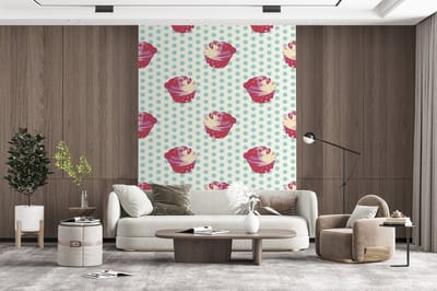 Behang - Fotobehang Patronen - Cupcake - Eten - Breedte 165 cm x hoogte 220 cm
