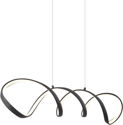 QAZQA wokkel - Design LED Hanglamp voor boven de eettafel | in eetkamer - 1 lichts - L 100 cm - Zwart - Woonkamer