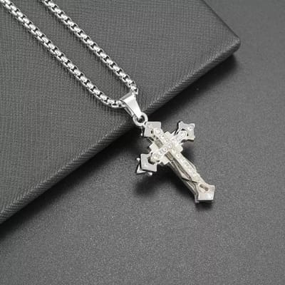 Hoge Kwaliteit Kruis Titanium Staal Niet Verkleurend Ketting, Dominerend en Trendy Heren hip-hop Hanger Ketting, Nieuw Mooie Mannen Vrouwen black