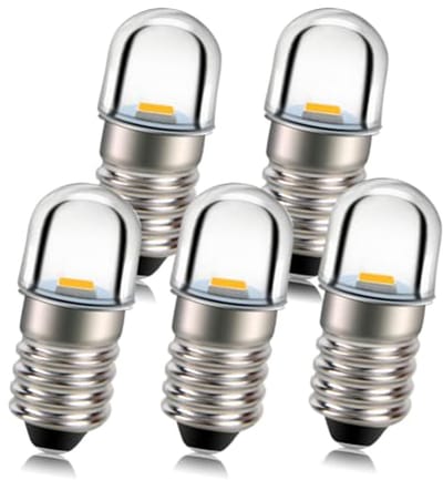 5 stuks 12V E10 Fitting LED Lampen - 1W Warm Wit - Vervanging voor Koplampen en Zaklampen