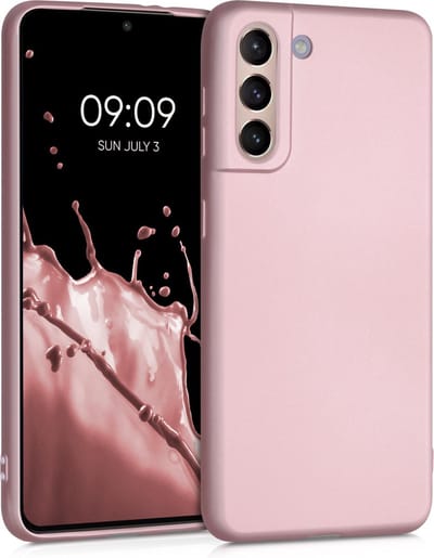 kwmobile telefoonhoesje geschikt voor Samsung Galaxy S21 - Hoesje voor smartphone - Back cover in metallic roségoud