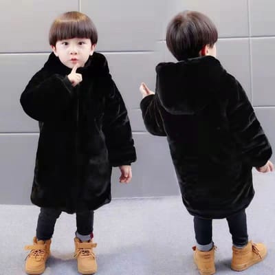 Manteau en fausse fourrure pour filles Vison imitation fourrure Veste de longueur moyenne à longue avec coton épais pour l'hiver 110 gray