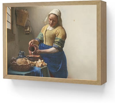 Wandlamp 40x30 cm - Oplaadbaar - Het melkmeisje - Kunst - Oude meesters - Vermeer - Wandlampen binnen woonkamer - Slaapkamer lamp - Decoratieve nachtlamp - Vloerlamp draadloos