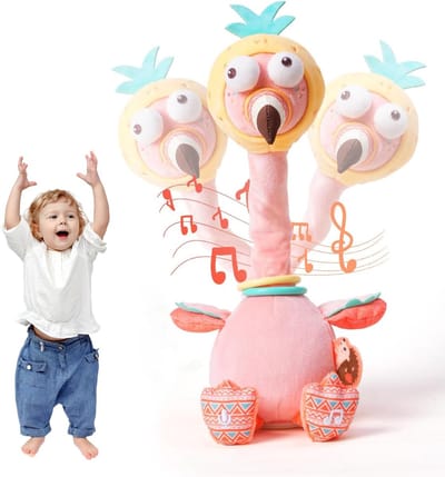 Zingend Pluche Speelgoed - Dansend Dier - Kinderentertainment - Neem Stem Op - 35cm Hoog - Flamingo Roze