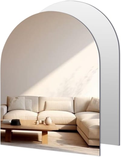 Set van 2 Zelfklevende Boogspiegels voor Badkamer, 40×30cm, Frameloos Wanddecoratie, Perfect voor Woonkamer, Gastentoilet en Slaapkamer, DIY Interieurdecoratie